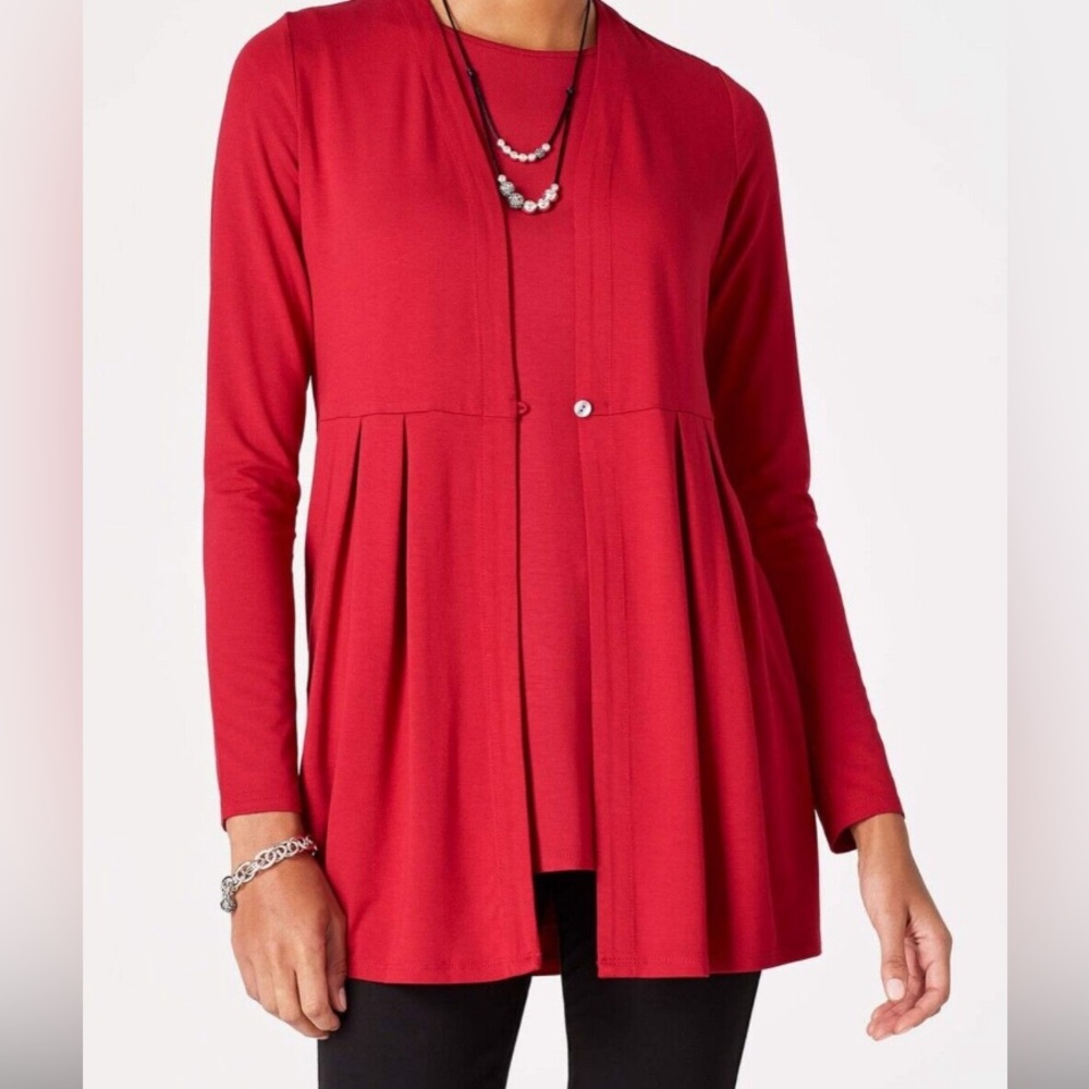 J Jill ~ Size L ~ WearEver One Button Peplum cardigan with Pockets - Picture 10 of 11